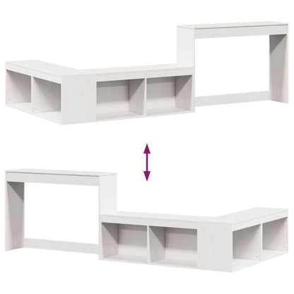 Nachtkastje met bureau 232x122x75 cm massief grenenhout wit