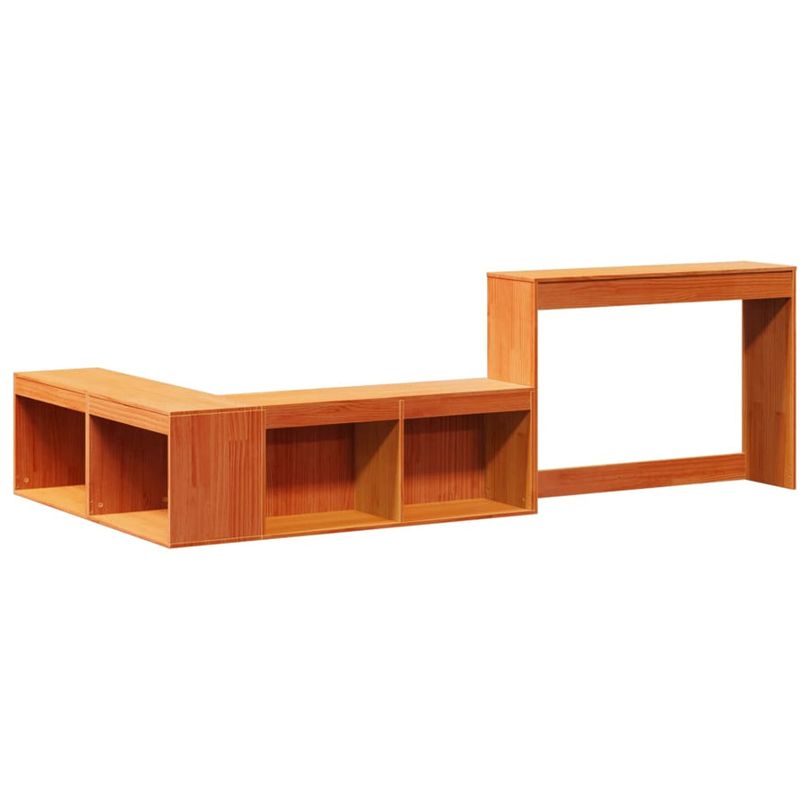Nachtkastje met bureau 222x122x75 cm grenenhout wasbruin