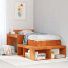 Bedside table with desk 222x122x75 cm pine wood wax brown
