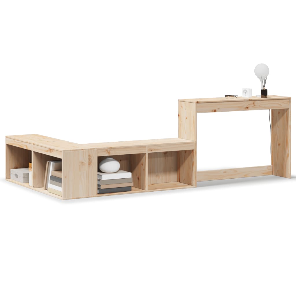 Nachtkastje met bureau 222x107x75 cm massief grenenhout
