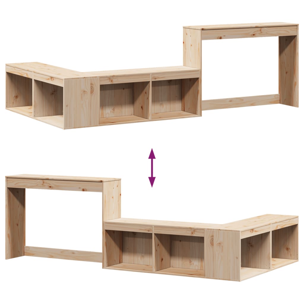 Nachtkastje met bureau 222x107x75 cm massief grenenhout