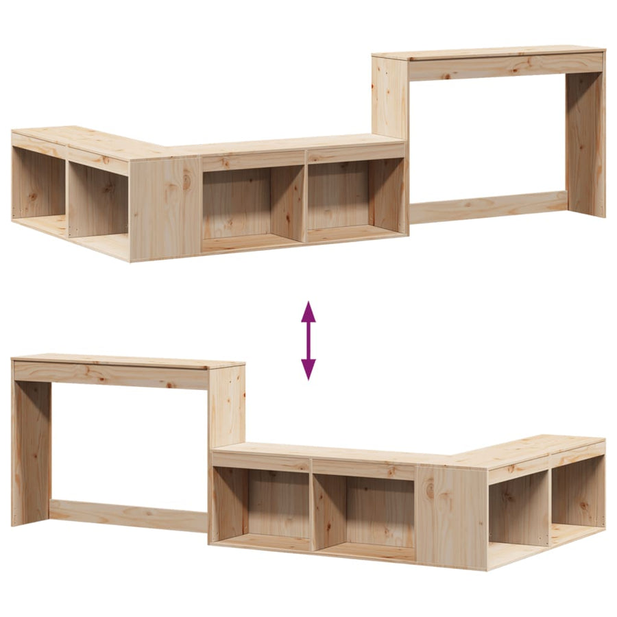 Nachtkastje met bureau 222x107x75 cm massief grenenhout