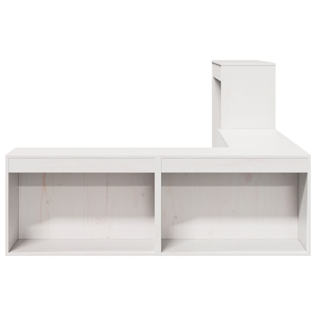 Nachtkastje met bureau 222x107x75 cm massief grenenhout wit