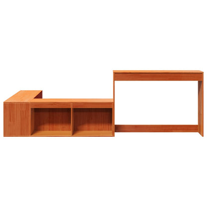 Nachtkastje met bureau 222x107x75 cm grenenhout wasbruin