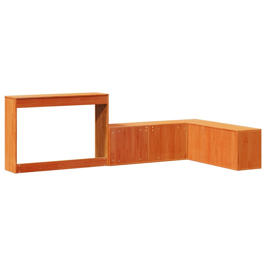 Nachtkastje met bureau 222x107x75 cm grenenhout wasbruin