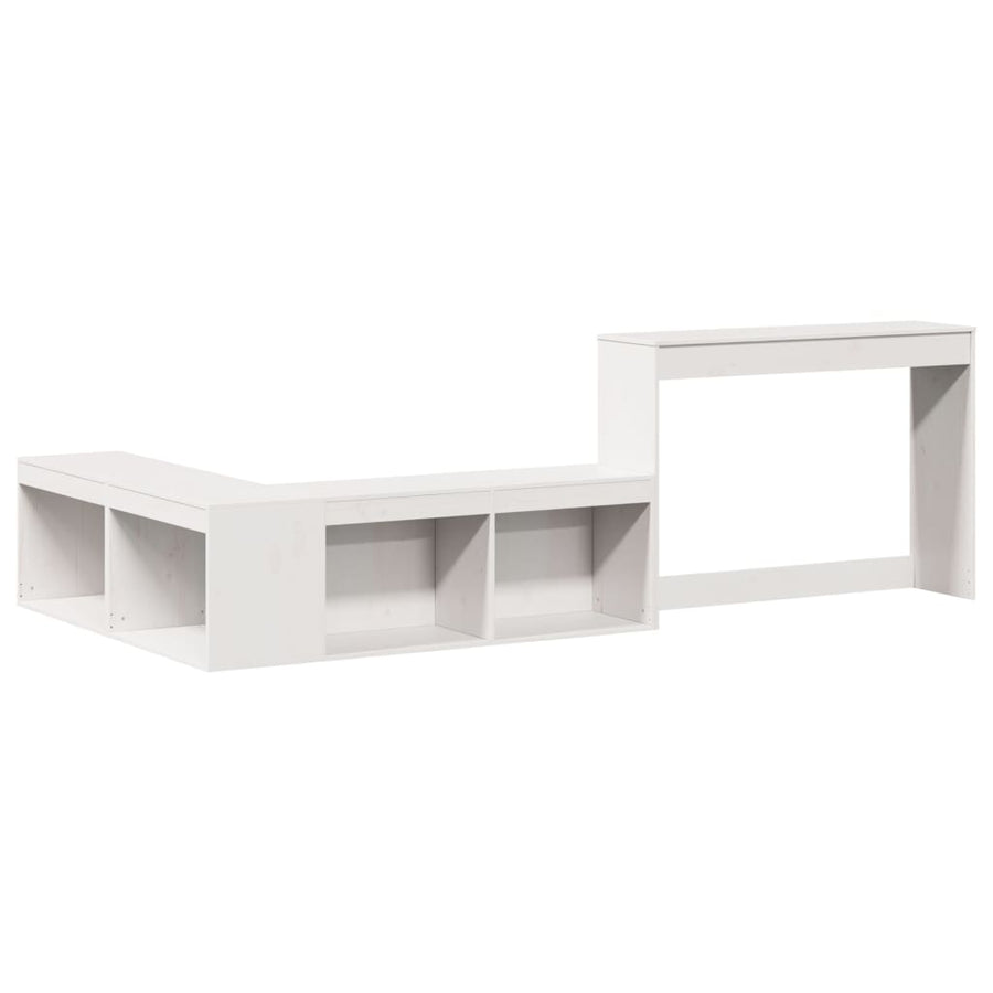 Nachtkastje met bureau 232x112x75 cm massief grenenhout wit