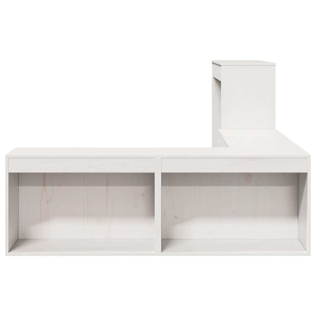 Nachtkastje met bureau 232x112x75 cm massief grenenhout wit