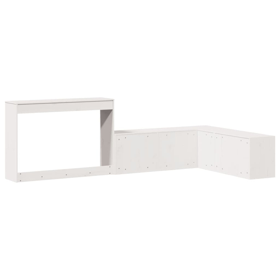 Nachtkastje met bureau 232x112x75 cm massief grenenhout wit