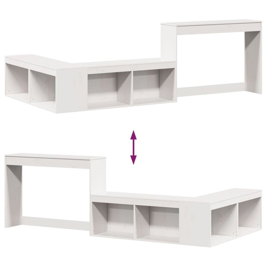 Nachtkastje met bureau 232x112x75 cm massief grenenhout wit