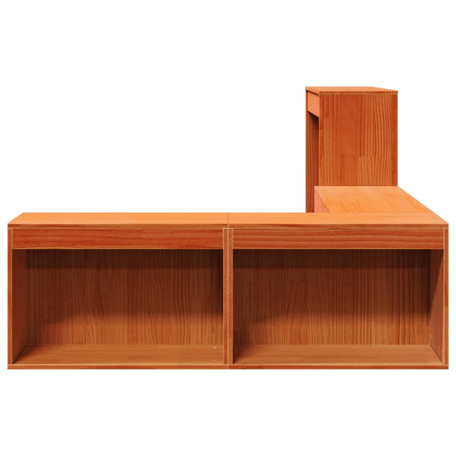 Nachtkastje met bureau 232x112x75 cm grenenhout wasbruin