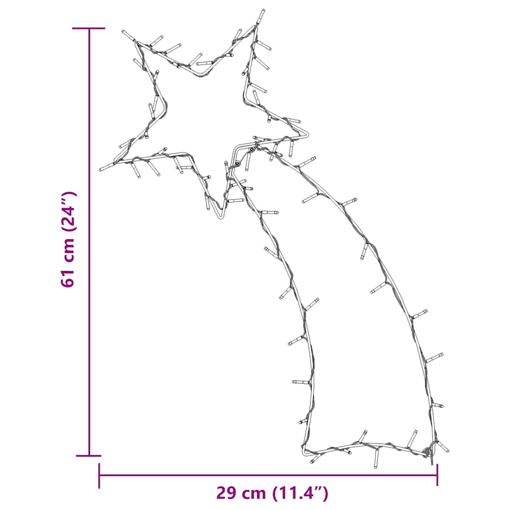 Kerstverlichting vallende ster silhouet 80 LEDs warm wit