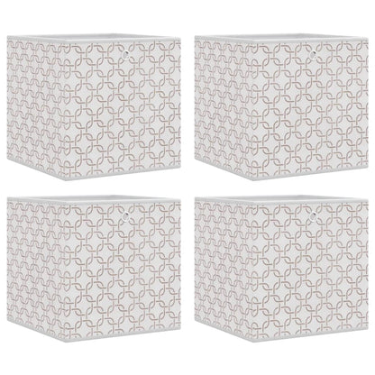 Opbergboxen 4 st inklapbaar 32x32x32 cm ongeweven stof crème