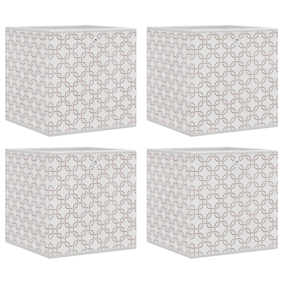 Opbergboxen 4 st inklapbaar 32x32x32 cm ongeweven stof crème