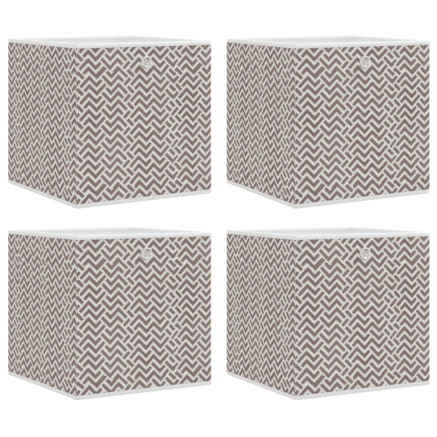 Opbergboxen 4 st inklapbaar 32x32x32 cm ongeweven stof bruin