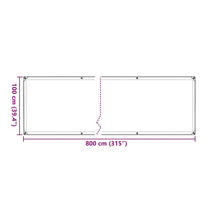 Plantenafdekking met zeilringen 1x8 m polyethyleen