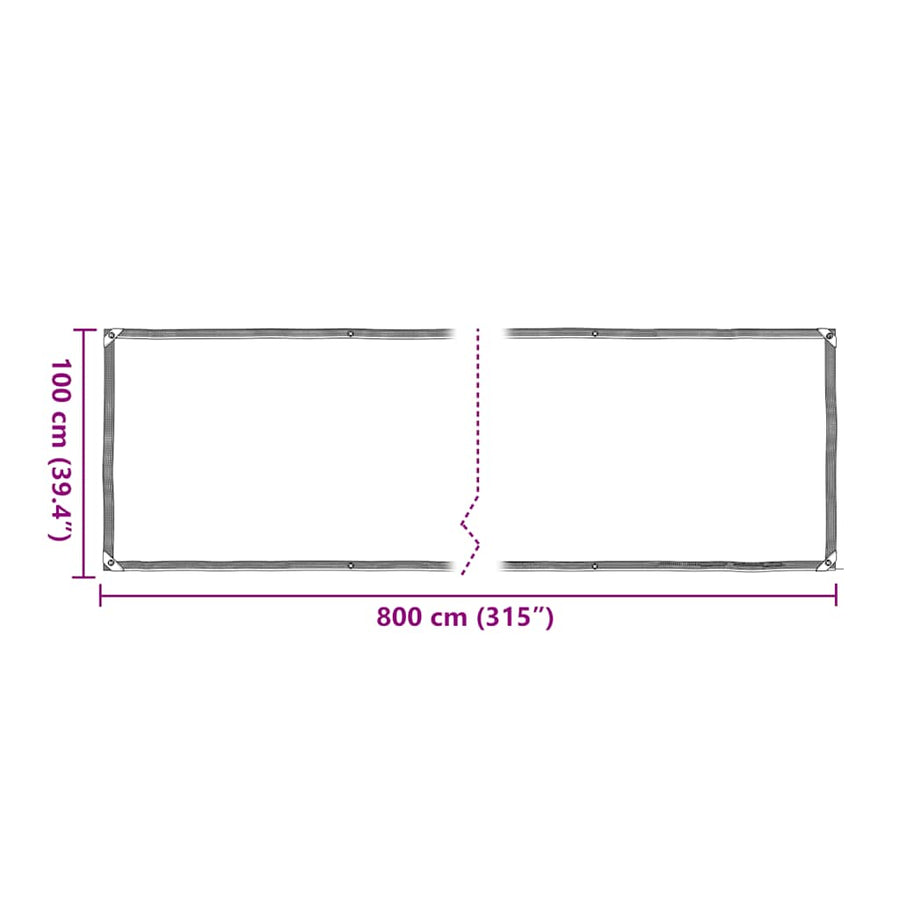 Plantenafdekking met zeilringen 1x8 m polyethyleen