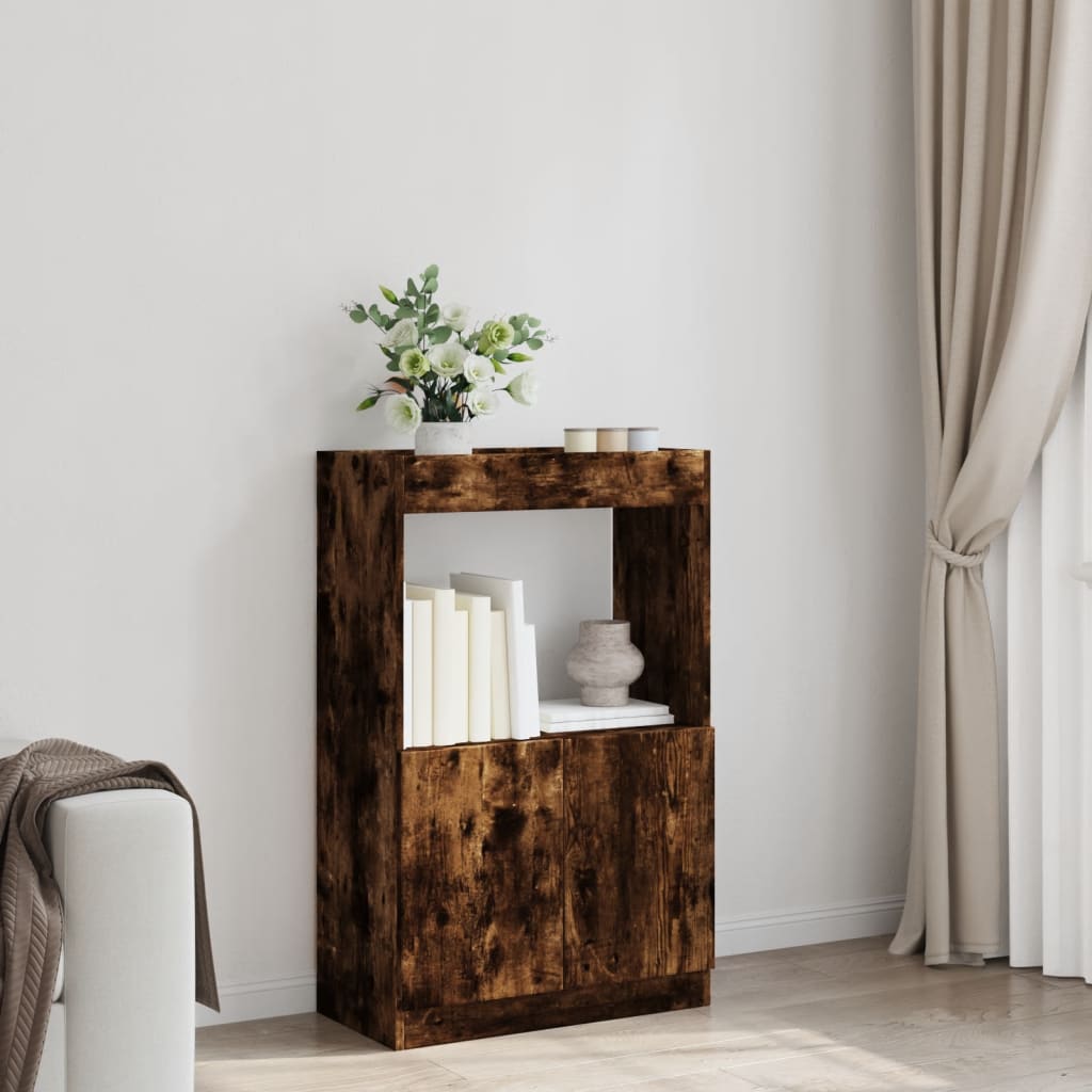Hoge kast 63x33x100 cm bewerkt hout gerookt eikenkleurig