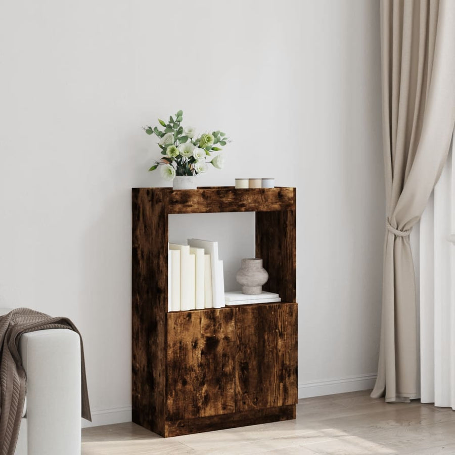 Hoge kast 63x33x100 cm bewerkt hout gerookt eikenkleurig