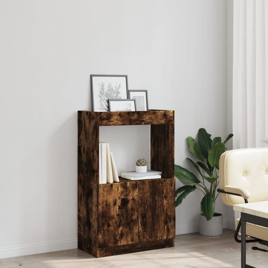 Hoge kast 63x33x100 cm bewerkt hout gerookt eikenkleurig