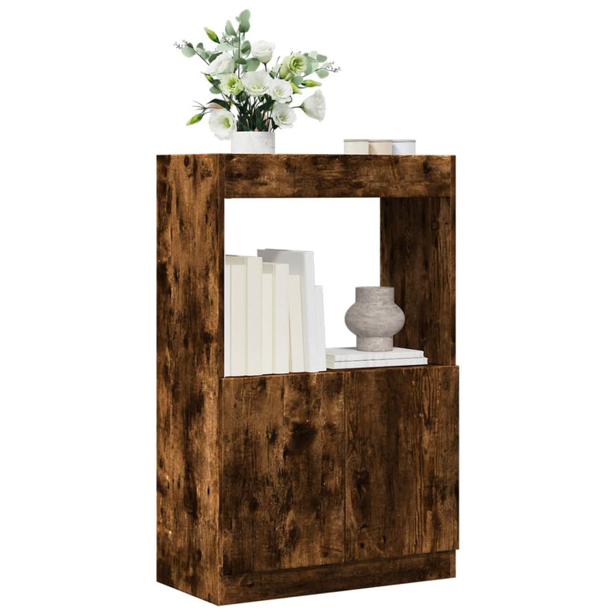 Hoge kast 63x33x100 cm bewerkt hout gerookt eikenkleurig