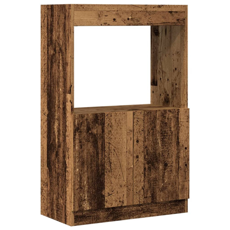 Hoge kast 63x33x100 cm bewerkt hout oud houtkleurig