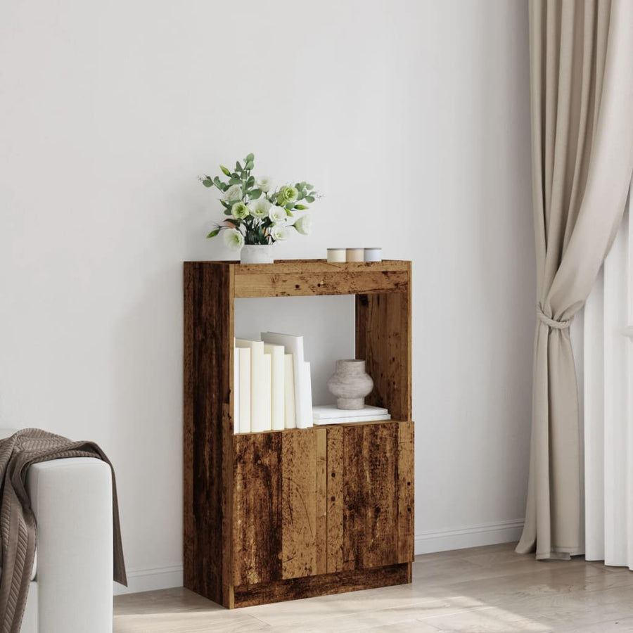 Hoge kast 63x33x100 cm bewerkt hout oud houtkleurig