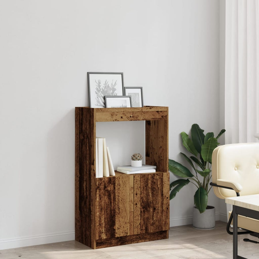 Hoge kast 63x33x100 cm bewerkt hout oud houtkleurig