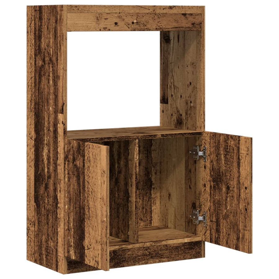 Hoge kast 63x33x100 cm bewerkt hout oud houtkleurig