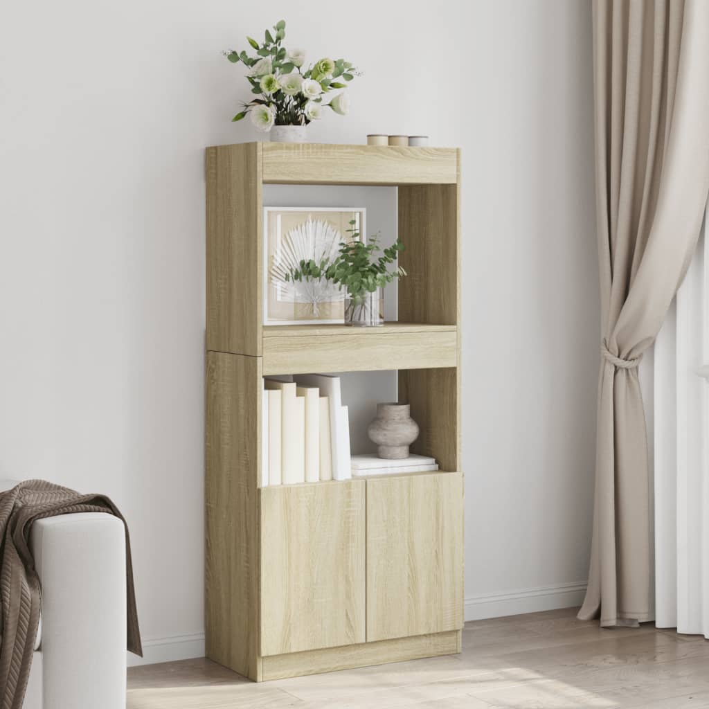 Hoge kast 63x33x140 cm bewerkt hout sonoma eikenkleurig