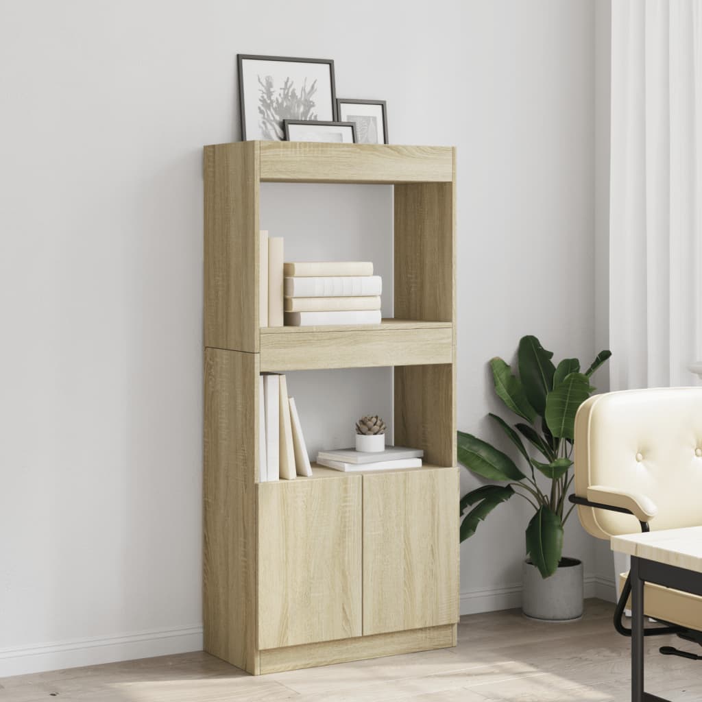 Hoge kast 63x33x140 cm bewerkt hout sonoma eikenkleurig