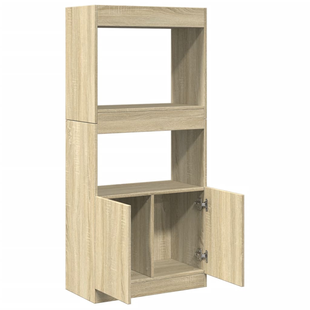Hoge kast 63x33x140 cm bewerkt hout sonoma eikenkleurig