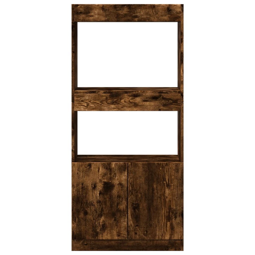 Hoge kast 63x33x140 cm bewerkt hout gerookt eikenkleurig
