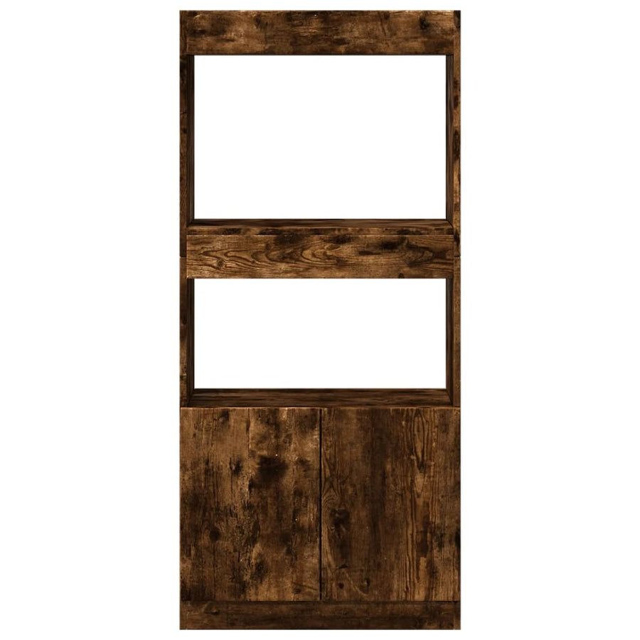 Hoge kast 63x33x140 cm bewerkt hout gerookt eikenkleurig