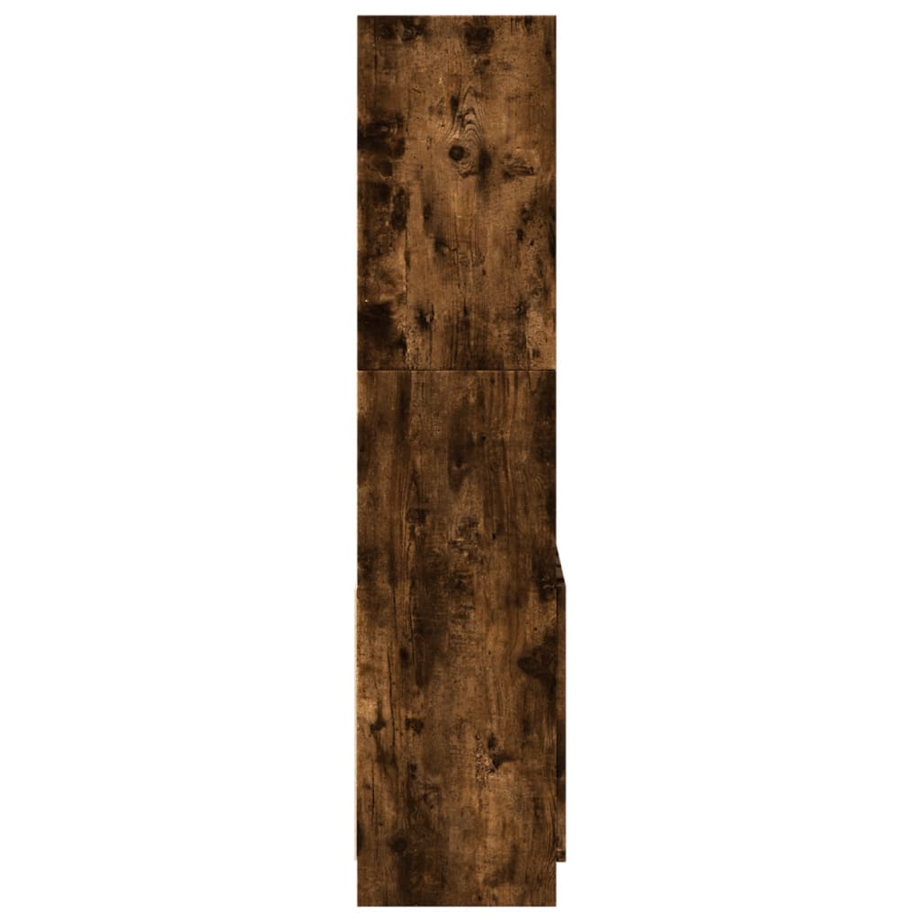 Hoge kast 63x33x140 cm bewerkt hout gerookt eikenkleurig