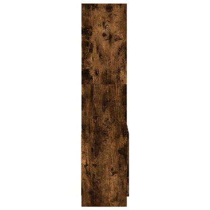 Hoge kast 63x33x140 cm bewerkt hout gerookt eikenkleurig