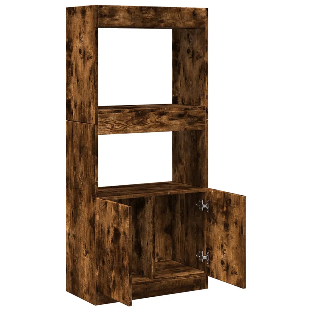 Hoge kast 63x33x140 cm bewerkt hout gerookt eikenkleurig