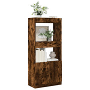 Hoge kast 63x33x140 cm bewerkt hout gerookt eiken