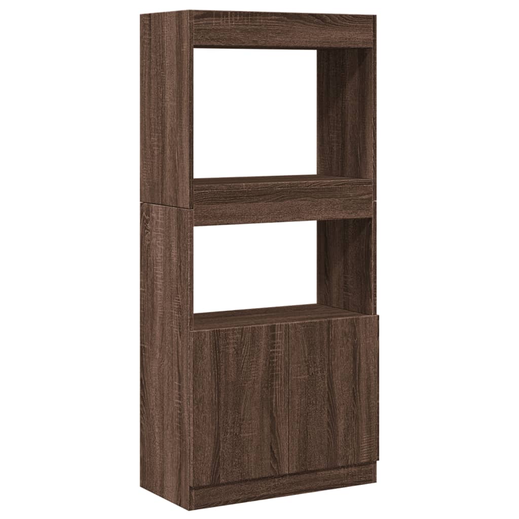 Hoge kast 63x33x140 cm bewerkt hout bruin eikenkleurig