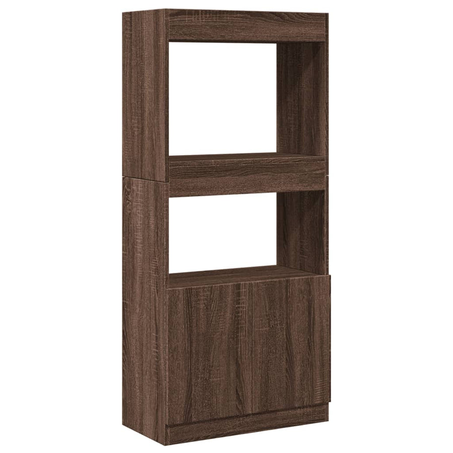 Hoge kast 63x33x140 cm bewerkt hout bruin eikenkleurig