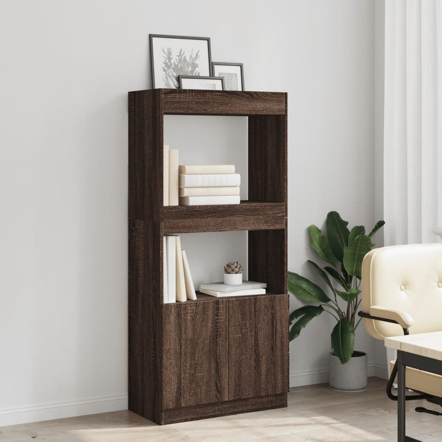 Hoge kast 63x33x140 cm bewerkt hout bruin eikenkleurig