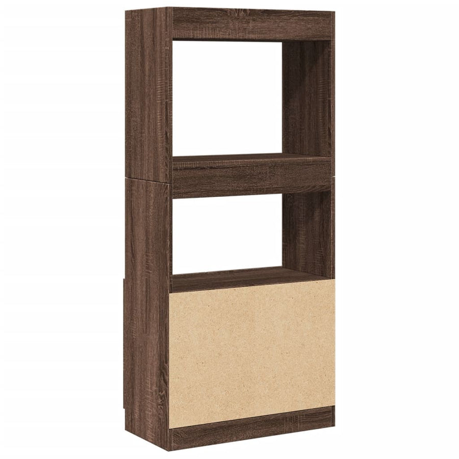 Hoge kast 63x33x140 cm bewerkt hout bruin eikenkleurig