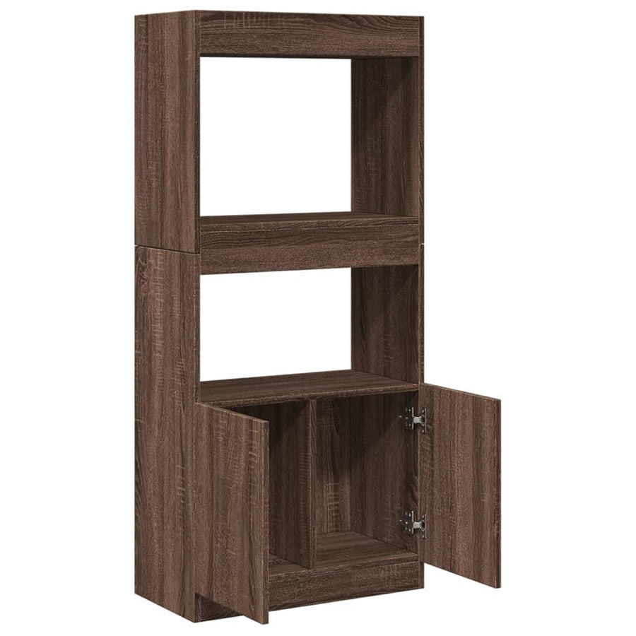 Hoge kast 63x33x140 cm bewerkt hout bruin eikenkleurig
