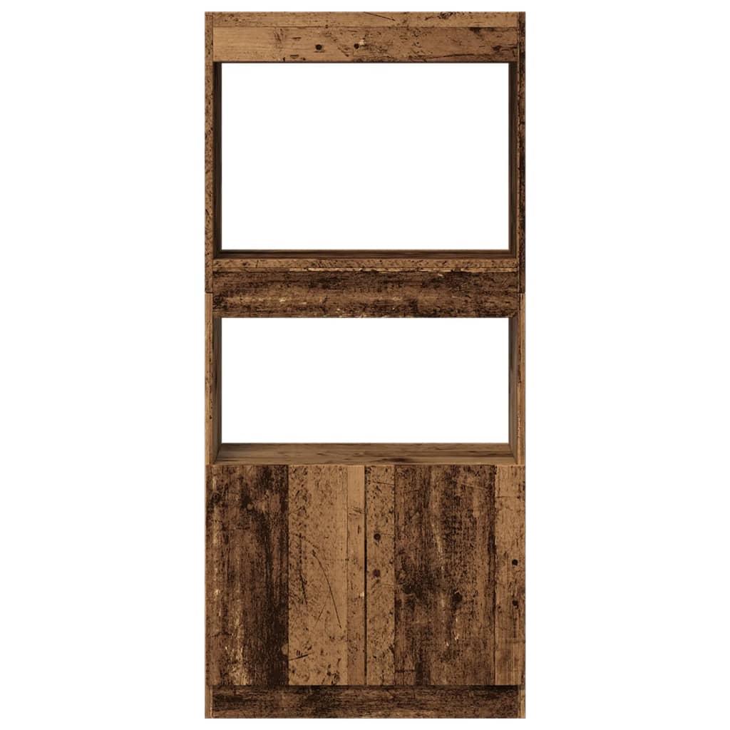 Hoge kast 63x33x140 cm bewerkt hout oud houtkleurig