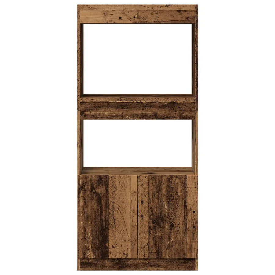 Hoge kast 63x33x140 cm bewerkt hout oud houtkleurig