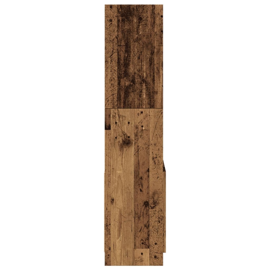 Hoge kast 63x33x140 cm bewerkt hout oud houtkleurig