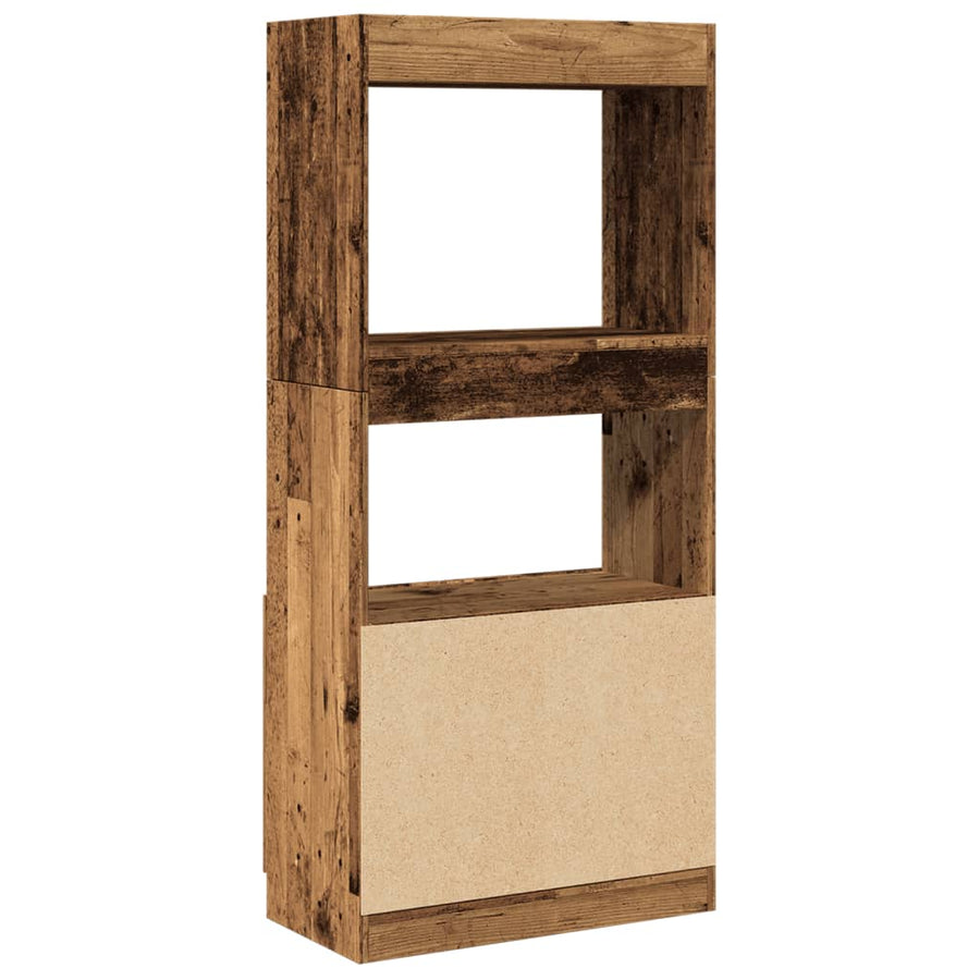 Hoge kast 63x33x140 cm bewerkt hout oud houtkleurig