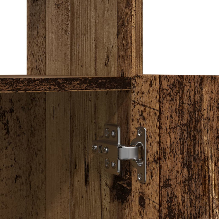 Hoge kast 63x33x140 cm bewerkt hout oud houtkleurig