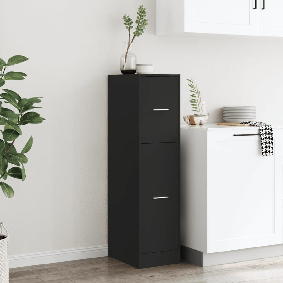 Apothekerskast 30x41x118 cm bewerkt hout zwart