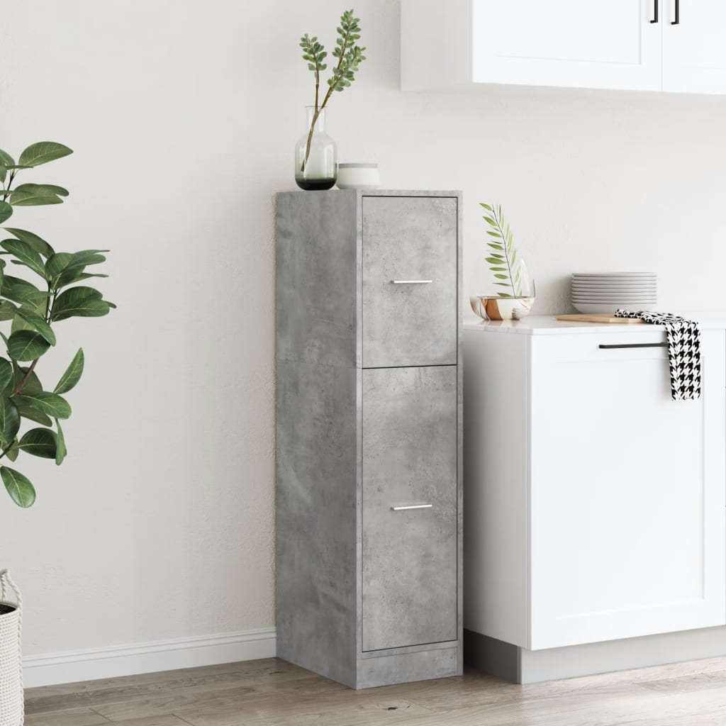 Apothekerskast 30x41x118 cm bewerkt hout betongrijs