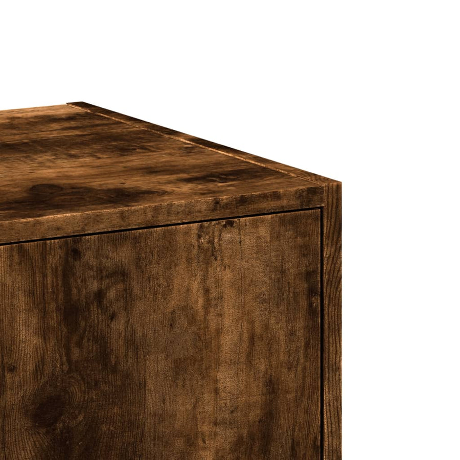 Apothekerskast 30x41x118 cm bewerkt hout gerookt eikenkleurig